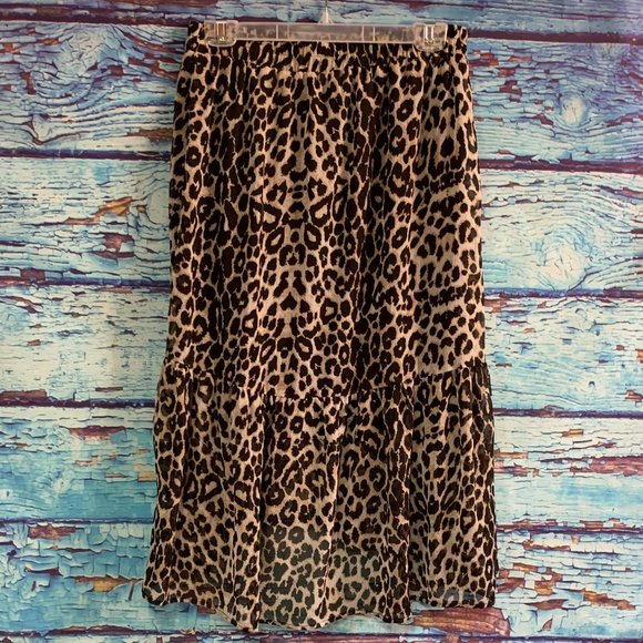 Pieces Animal Print Ruffled Midi Skirt - Picture 5 of 6